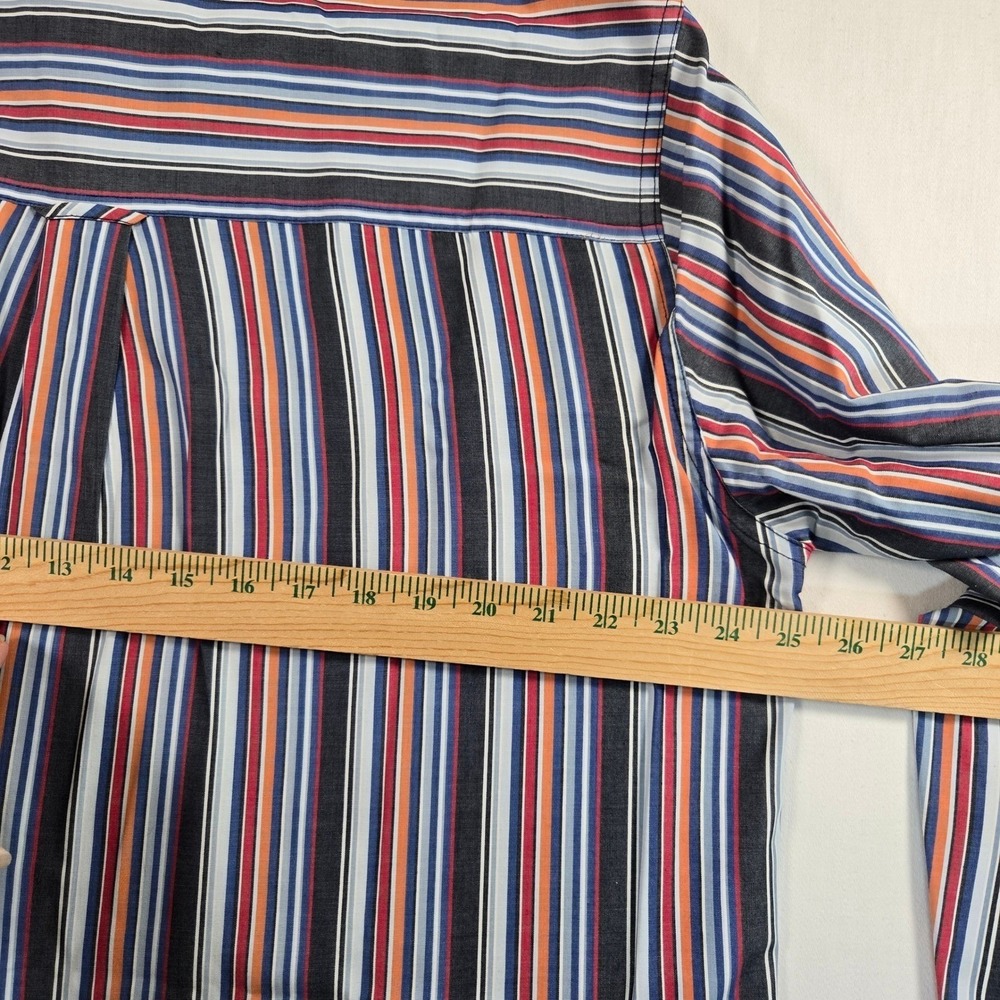 Y2K Chaps Easy Care Men's L Blutton Down Shirt Striped Long Sleeve Casual Preppy - Picture 6 of 7